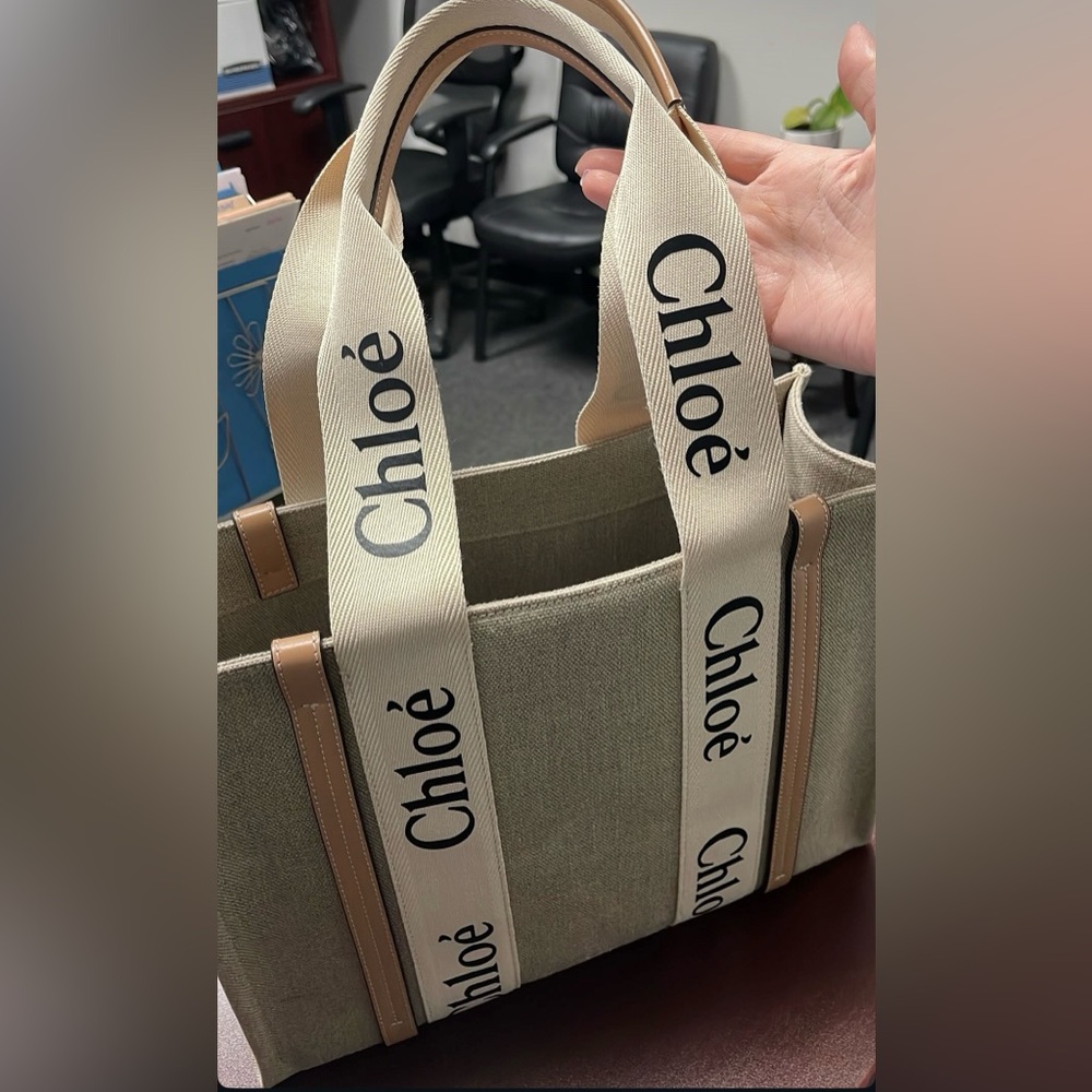 Chloe Beige Canvas Tote Bag